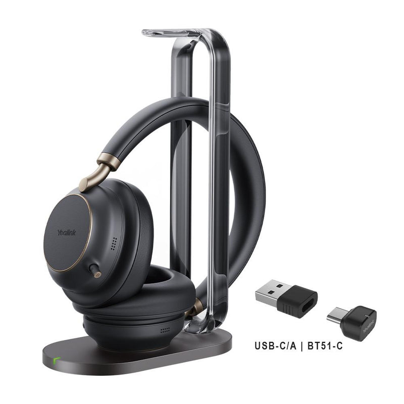 Yealink BH76 Plus with Charging Stand — Bluetooth Wireless Headset UC Black USB-C/A
