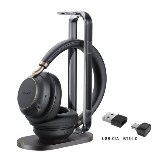 Yealink BH76 Plus with Charging Stand — Bluetooth Wireless Headset UC Black USB-C/A
